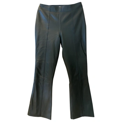 Pre-owned Iris & Ink Leather Trousers In Green
