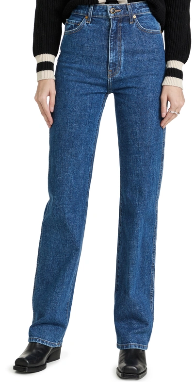 Khaite Abigail High Rise Straight Jeans In Blue