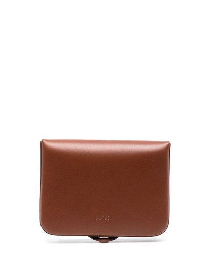 A.p.c. Snap-fastening Leather Wallet In Brown