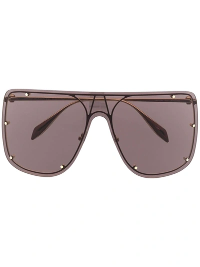 Alexander Mcqueen Stud-detail Aviator Sunglasses In Black