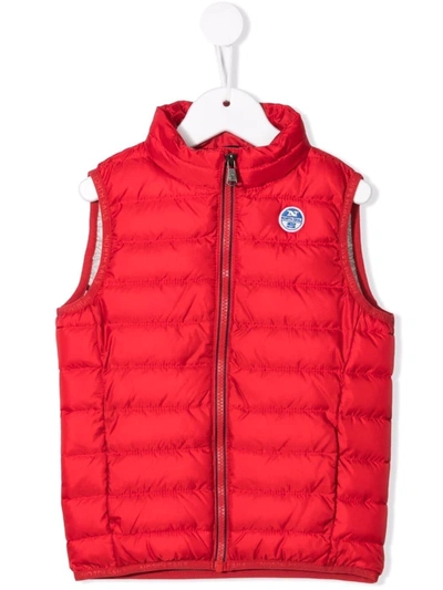 North Sails Kids' Skye Padded Zip-up Gilet In Red