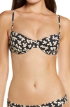 Tory Burch Floral Print Underwire Bikini Top In Black Little Leaves