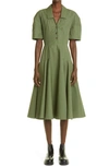 Alexander Mcqueen Cocoon Cotton Shirtdress In Khaki