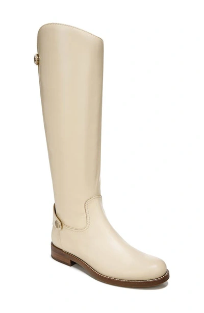 Sam Edelman Mikala Womens Leather Riding Knee-high Boots In Eggshell