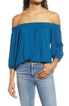 Loveappella Off The Shoulder Top In Teal