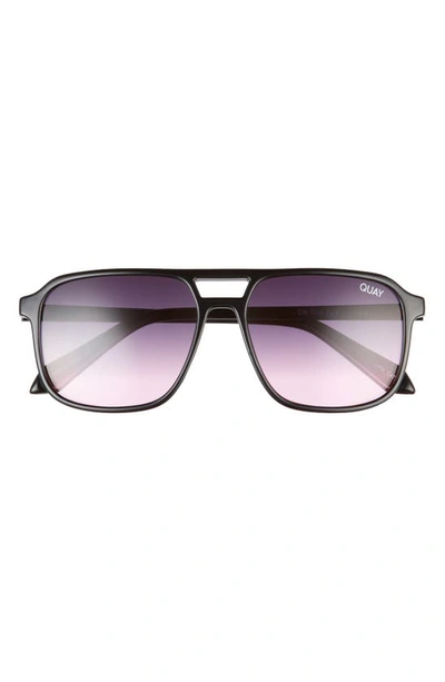 Quay On The Fly 48mm Aviator Sunglasses In Black Pink