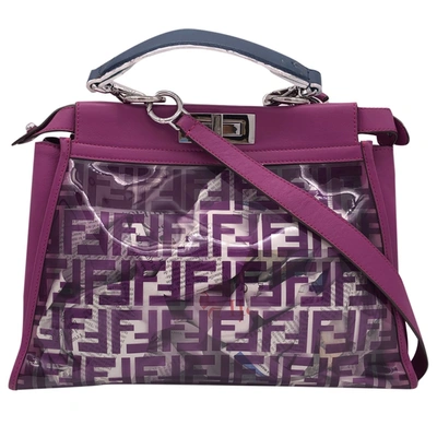 Pre-owned Fendi Peekaboo Iseeu Leather Crossbody Bag In Purple