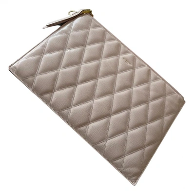 Pre-owned Givenchy Leather Clutch Bag In Beige