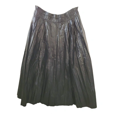 Pre-owned We11 Done Vegan Leather Mid-length Skirt In Black