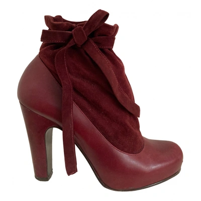 Pre-owned Marc By Marc Jacobs Ankle Boots In Burgundy