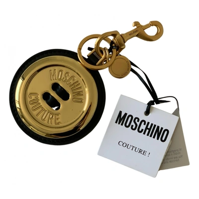Pre-owned Moschino Leather Key Ring In Black