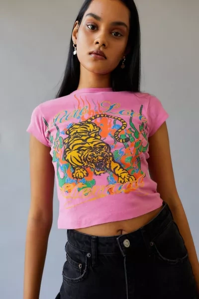 Urban Outfitters Pure Love Tiger Baby Tee In Pink