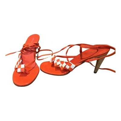 Pre-owned Bottega Veneta Leather Sandals In Orange