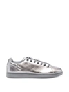 Raf Simons Metallic Low-top Leather Sneakers In Grey