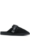 SUICOKE BLACK TOUCH STRAP SLIPPERS,A69FE464-C015-17A0-6F46-469F0A2DDB88