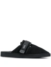 Suicoke Black Touch Strap Slippers In Black
