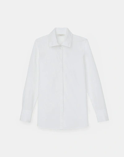 Lafayette 148 Petite Wright Shirt In Italian Stretch Cotton In White
