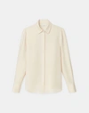 LAFAYETTE 148 PETITE SILK DOUBLE GEORGETTE BUTTON BLOUSE