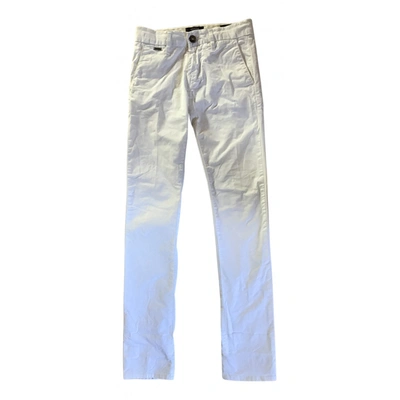 Pre-owned Guess Straight Pants In White