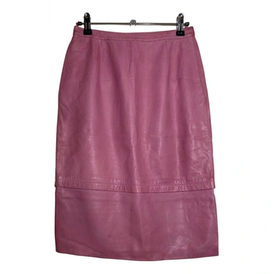 Pre-owned Valentino Leather Mid-length Skirt In Pink