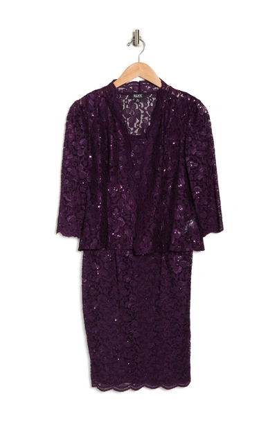 Slny Lace Sequin Detail Dress & Jacket 2-piece Set In Egg