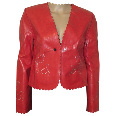Pre-owned Kenzo Leather Short Vest In Red