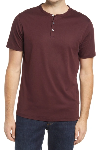 Robert Barakett Georgia Solid Henley Shirt In Sonoma Red