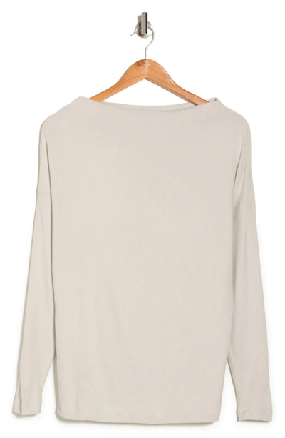 Renee C Brushed Knit Boat Neck Top In Bone