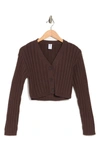 Abound Long Sleeve Ribbed Cardigan In Brown Coffee