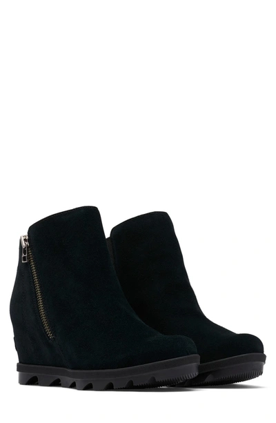 Sorel Joan Of Arctic Ii Waterproof Wedge Boot In Black Sea Salt