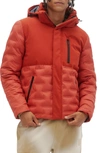 Noize Dawson Mixed Media Hooded Puffer Jacket In Sriracha