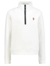 Moncler Kid's Quarter Zip-up Sweatshirt In Bianco