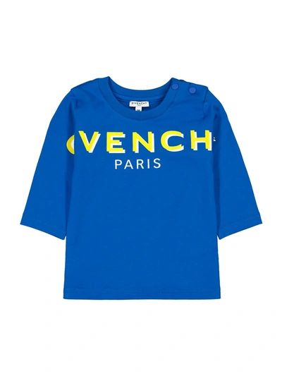 Givenchy Babies' Logo-print Cotton T-shirt In Blue