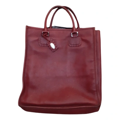 Pre-owned Fendi Leather Weekend Bag In Burgundy