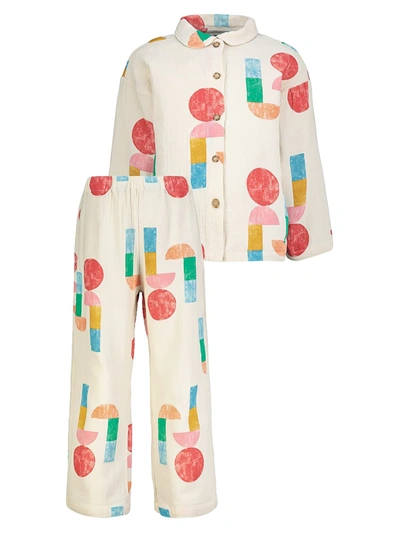 Bobo Choses Kids' Geometric Pattern Pyjama Set In White