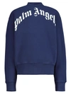 Palm Angels Blue Sweatshirt With White Print In Blue