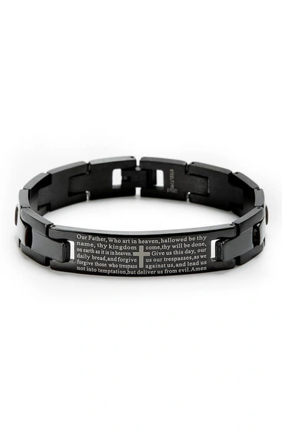 Brook & York Engravable Lord's Prayer Bracelet. In Black