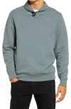 Billy Reid Diamond Quilt Shawl Collar Sweatshirt In Washed Blue