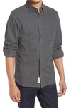 Schott Heather Flannel Long Sleeve Button-up Shirt In Heather Grey