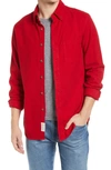 Schott Heather Flannel Long Sleeve Button-up Shirt In Red