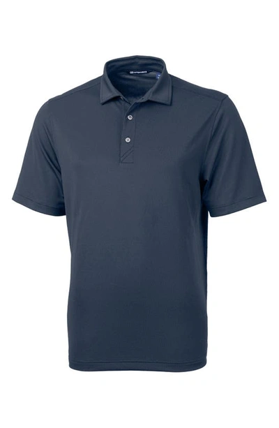 Cutter & Buck Virtue Piqué Recycled Polyester Blend Polo In Navy Blue