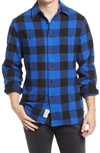 Schott Buffalo Check Flannel Long Sleeve Button-up Shirt In Blue