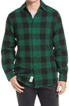 Schott Buffalo Check Flannel Long Sleeve Button-up Shirt In Green