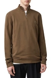 Allsaints Raven Quarter Zip Pullover In Totem Brown