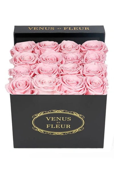 Venus Et Fleur Classic Small Square Eternity Roses In Pink