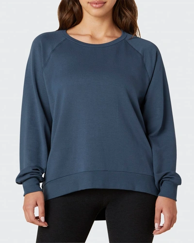 Beyond Yoga Saturday Fleece Oversized Pullover Top In Mineral Blue