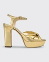 Jimmy Choo 120mm Heloise Metallic Leather Sandals In Gold