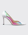 Jimmy Choo Cass Leather Plexi Stiletto Pumps In White/multi