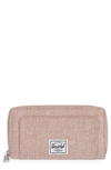 Herschel Supply Co Thomas Canvas Zip Wallet In Ash Rose Crosshatch