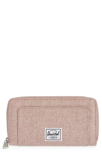 Herschel Supply Co Thomas Canvas Zip Wallet In Ash Rose Crosshatch